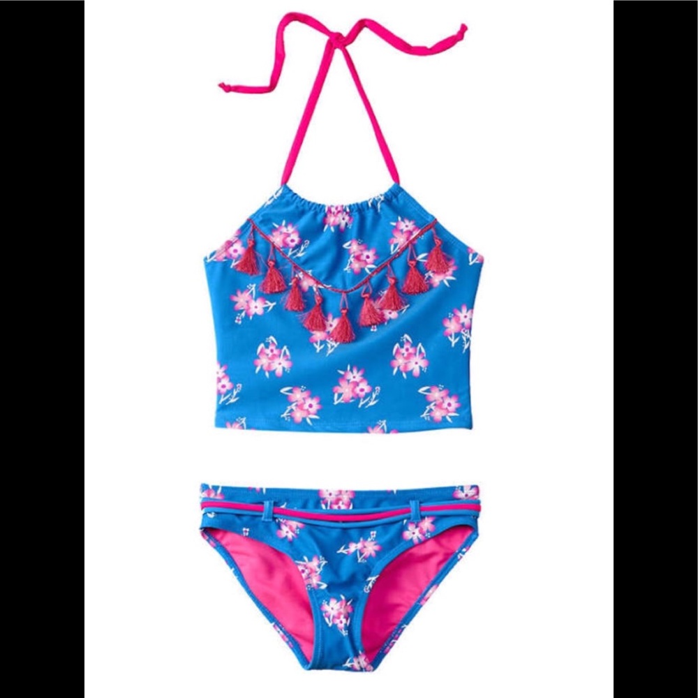 NWT YMI SZ 7/8 tassel tankini swimset suit